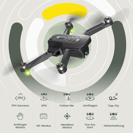 Holy Stone HS175D salokāms GPS drons ar 4K HD kameru, RC kvadrokopters ar 46 minūšu darbības rādiusu. Ilgs lidojuma laiks, seko man, bezsuku motors, lidojuma pieskāriens, interešu punktu augstuma saglabāšana, salokāms drons iesācējiem un pieaugušajiem, C0