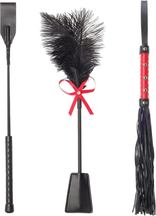 3 gab. seksa lāpstiņas, spalvu kutinātāja pātaga, BDSM rotaļlietas pāriem, SM flogger, īsas bondage aksesuāri
