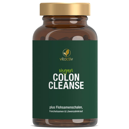 VITACTIV Colon Cleanse Ultra - 100 kapsulas, vegānas - normālai gremošana - dabīgas šķiedrvielas - psyllium Husk kapsulas ar alveju, fenheļa sēklām, pienenes lakstu, diždadža sakni, kalciju un D3 vitamīnu