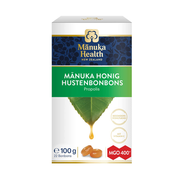 Manuka Health - pastilas ar propolisu un Manuka medu MGO 400+ (100 g) - 100% tīras no Jaunzēlandes ar sertificētu metilglioksāla saturu