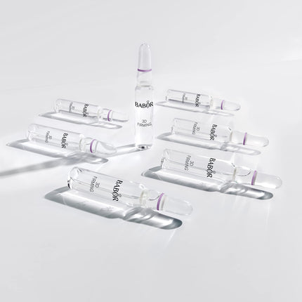 BABOR 3D nostiprinoša, pretnovecošanās seruma ampulas sejai, ar hialuronskābi lielākam tvirtumam, vegāniska formula, ampulu koncentrāti, 7 x 2 ml atsvaidzinoša