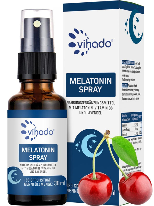 Vihado melatonīna aerosols - Premium: Līdz pat 5 reizēm lielāka deva - 180 dienu krājumi - melatonīna aerosols ar augstu lavandas devu, bezalkoholisks - vegāns, 30 ml