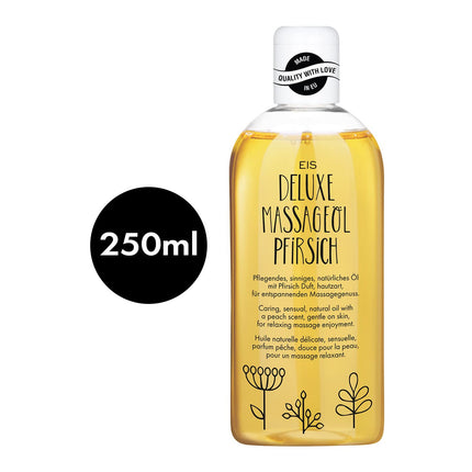 EIS Deluxe masāžas eļļa ar persiku aromātu | masāžām relaksācijai | pāriem | Sildoša ķermeņa eļļa intīmo muskuļu relaksācijai | šķidrs ķermeņa lubrikants | 250 ml | erotiska persiku smarža