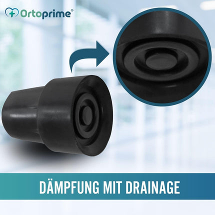 OrtoPrime 2 neslīdošu kruķu iepakojums, kruķi, kruķi, caurules, 18 mm, 19 mm un 20 mm, nūjas, kruķu un pamatņu uzgaļi, gumijas dībeļi, nūjas un kruķi, 2 gabali