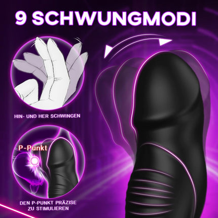 Anālie vibratori vīriešiem Prostatas stimulācija Vīriešiem ar dzimumlocekļa gredzenu 9 šūpošanās režīmi un rullīša bumbas grūdiena funkcija 9 vibrācijas Anālais aizbāznis vīriešiem Seksa rotaļlieta vīriešiem Anālais vibrators Anālais dildo