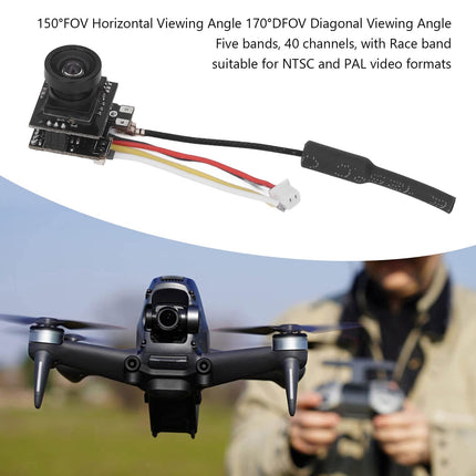Alomejor AIO FPV kameras bezvadu video raidītājs ar 800TVL HD mikrokameru NTSC PAL droniem, sacīkšu automašīnām, FPV aizsargbrillēm un ekrāniem