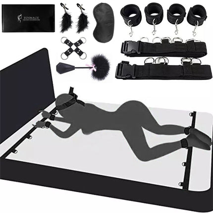 BDSMAGE BDSM komplekts ar 7 daļām, SM gultas piederumi, spalvu pātaga un acu maska, roku dzelži, potīšu aproces, spalvas, krūtsgala skavas, fetiša seksa rotaļlieta, ekstremālas bondage komplekts piestiprināšanai pie gultas pāriem