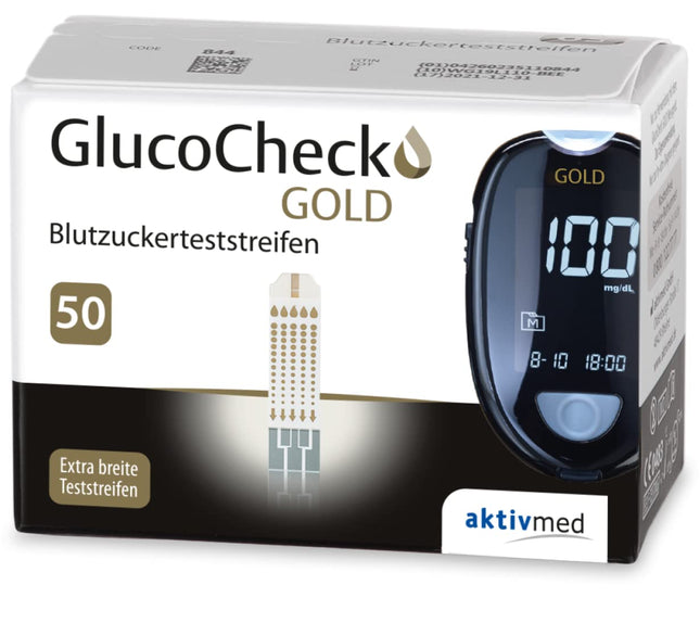 GlucoCheck GOLD asins glikozes testa strēmeles (50 strēmeles) glikozes līmeņa asinīs kontrolei…