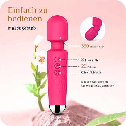 Vibrācija sievietēm, G punkta vibrācija sievietēm, dildo, seksa rotaļlieta sievietēm, 20 vibrācijas režīmi, 8 ātrumi, klusa, ūdensnecaurlaidīga, seksa rotaļlieta sievietēm, īpaši spēcīga (rožu sarkana)