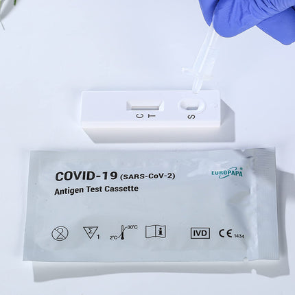 EUROPAPA® 10x koronavīrusa pašpārbaudes tests Covid-19 antigēna tests SARS-CoV-2 eksprestests pašpārbaudei testa kasete parauga uztriepes antigēna ekstrakts individuāli iepakots