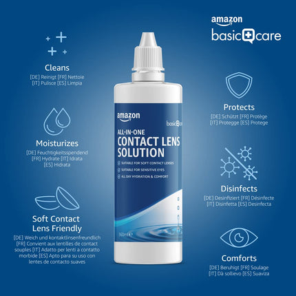 Amazon Basic Care universālais mīksto kontaktlēcu šķīdums, 360 ml, 3 iepakojums