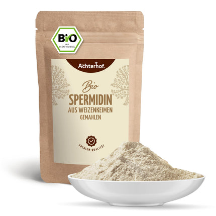 Spermidīns no kviešu dīgļiem BIOLOĢISKAIS 500g | 400 mg spermidīna uz kilogramu | Augsts šķiedrvielu un olbaltumvielu saturs — 32 g olbaltumvielu uz 100 g | Daļēji ateļļots, smalki samalts pulveris | no Ahterhofas