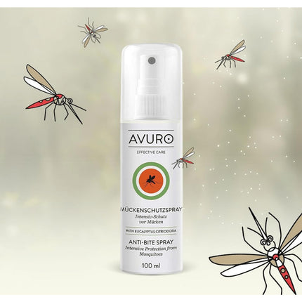 AVURO odu atbaidīšanas aerosols 100 ml, ilgstoša aizsardzība pret kukaiņiem, 100% augu izcelsmes aktīvā viela - eikalipta citrondzelzs eļļa, bez DEET