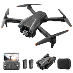 Drons ar 4K kameru, salokāms RC drons RC kvadrokopters ar 1080P HD dubulto kameru, FPV pārraidi, 2 akumulatoriem, žestu vadību, augstuma noturēšanu, vienas pogas pacelšanos/nosēšanos 3D pagriezienus iesācējiem (melns)