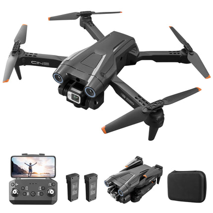 Drons ar 4K kameru, salokāms RC drons RC kvadrokopters ar 1080P HD dubulto kameru, FPV pārraidi, 2 akumulatoriem, žestu vadību, augstuma noturēšanu, vienas pogas pacelšanos/nosēšanos 3D pagriezienus iesācējiem (melns)