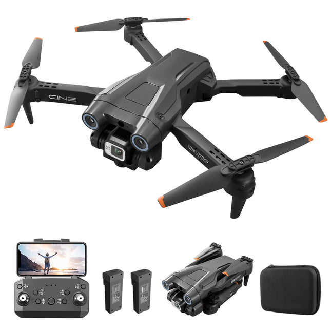 Drons ar 4K kameru, salokāms RC drons RC kvadrokopters ar 1080P HD dubulto kameru, FPV pārraidi, 2 akumulatoriem, žestu vadību, augstuma noturēšanu, vienas pogas pacelšanos/nosēšanos 3D pagriezienus iesācējiem (melns)