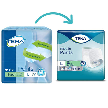 Tena Pants Super Large ieliktnīši smagas urīnpūšļa vājuma gadījumā, 12 gabali, 4 iepakojumā (4 x 12 gabali)