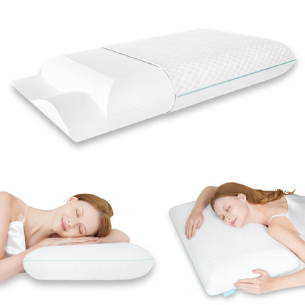 Releep atmiņas putu spilvens 70x40cm, 2 stingrības ortopēdiskais spilvens, kakla atbalsta spilvens sānu gulētājiem, ergonomisks spilvens muguras gulētājiem, spilvens kakla sāpēm ar mazgājamu spilvendrānu