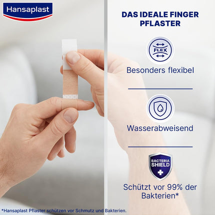 Hansaplast elastīgie pirkstu plāksteri (16 strēmeles), īpaši gari brūču plāksteri, īpaši paredzēti pirkstu brūcēm, elastīgi un elpojoši pirkstu plāksteri