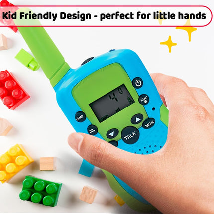 Maxlife Walkie Talkie Kids zili zaļa MXWT-200 - droši 8 kanāli - rāciju komplekts ar 2 gab. - tāla darbības rādiusa rācija - āra spēles bērniem - rotaļlietas bērniem no 3 gadu vecuma - dāvanas bērniem