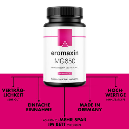 Eromaxin MG650 | aktīviem vīriešiem | Uztura bagātinātājs ar maca | Maxipack 1x60 kapsulas