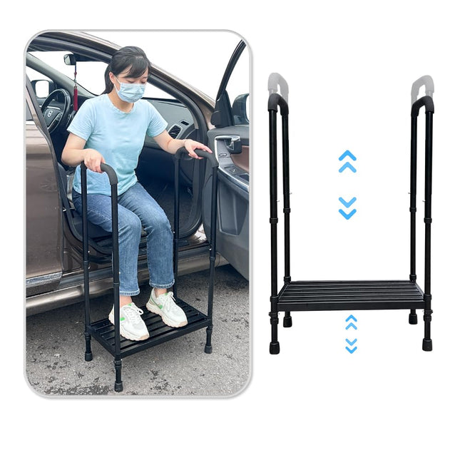Medicīniskais kāpšļu krēsls ar rokturi, apvidus auto, automašīna, vecāka gadagājuma cilvēki, RV kāpšļi cilvēkiem ar invaliditāti, pārvietojamā māja ar margām pieaugušajiem, senioriem, bariatriskiska metāla kāpšļu krēsls,