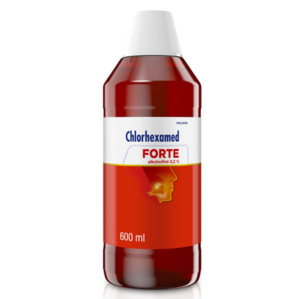 Chlorhexamed FORTE bezalkoholisks 0,2%, ar hlorheksidīnu, 600 ml, antiseptisks mutes skalošanas līdzeklis bakteriāla gingivīta ārstēšanai, mutes skalošanas līdzeklis, antibakteriāls mutes skalošanas līdzeklis