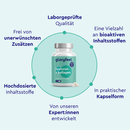 Hialuronskābes kolagēna komplekss - 180 kapsulas - ar biotīnu, C vitamīnu (no acerolas), cinku, selēnu un bambusa ekstraktu - ādai, matiem, nagiem - ar augstu biopieejamību - laboratoriski pārbaudīts