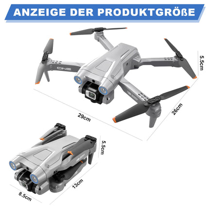 Drons ar 4K kameru, salokāms RC drons RC kvadrokopters ar 1080P HD dubulto kameru, FPV pārraide, 2 akumulatori, žestu vadība, augstuma noturēšana, vienas pogas pacelšanās/nosēšanās 3D pagriezieni iesācējiem (pelēks)