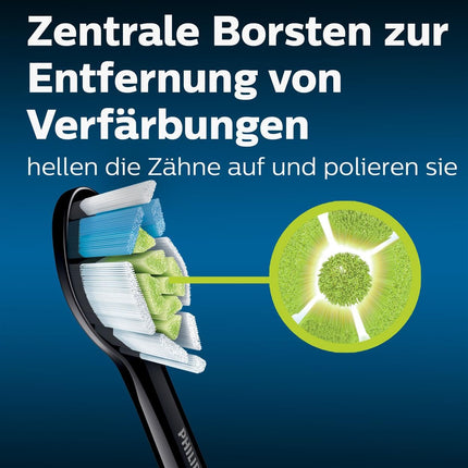 Philips Sonicare Original W2 Optimal White standarta zobu birstes uzgaļi Sonic zobu birstēm – 4 uzgaļu iepakojums, melnā krāsā (modelis HX6064/11)