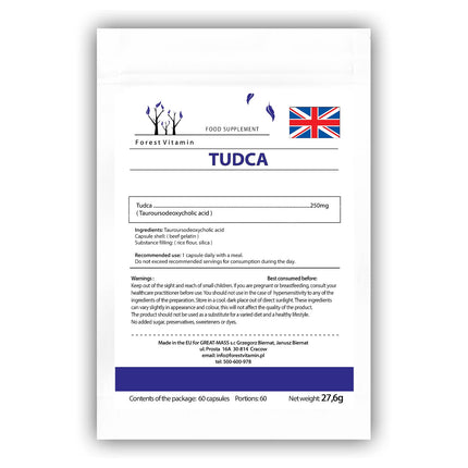TUDCA - Meža vitamīns TUDCA 250 mg kapsulas - Tauroursodeoksiholskābe - Super aknu atbalsts - Veselība un skaistums (60)