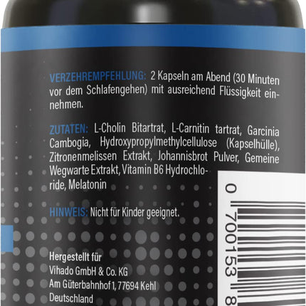BRNR DARK BRNR nakts formula ar melatonīnu un L-karnitīnu, vielmaiņas formula ar holīnu un B6 vitamīnu, 120 kapsulas