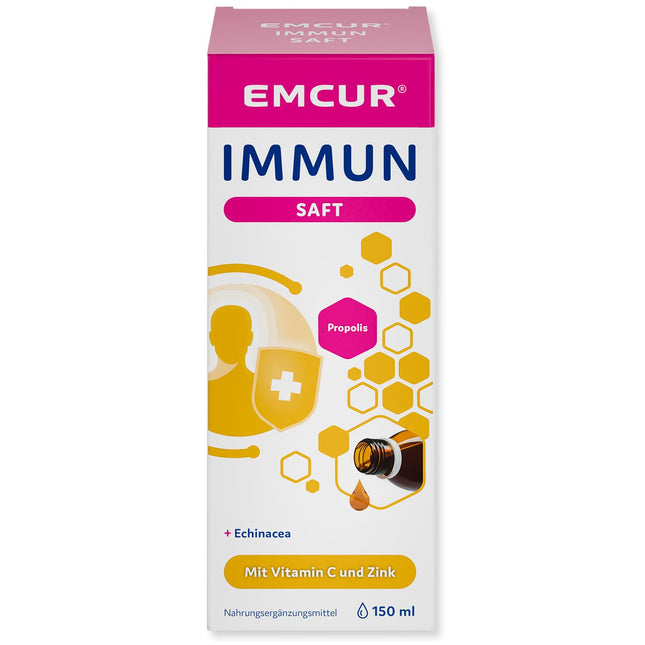 Emcur® imūnsistēmas sula | ar C vitamīnu¹ | Cinks¹ | Varš¹ | Imūnsistēma¹ | papildus propoliss un ehinācija | 150 ml
