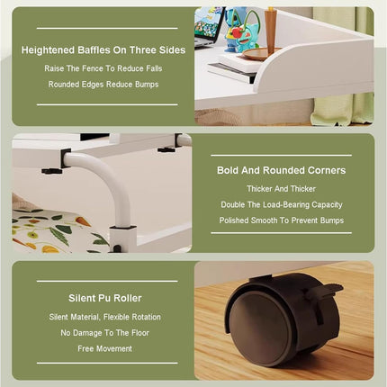 RCJCQSR virs gultas galds, mobilitātes galds virs gultas, klēpjdatora galds ar regulējamu augstumu 65–95 cm ar riteņiem, naktsgaldiņa blakusgaldiņš, barojošos galds uz riteņiem, datorgaldi (krāsa: ozols)