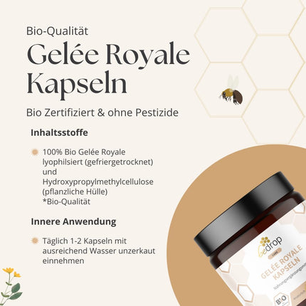 bedrop peru pieniņa kapsulas, bioloģiskās kvalitātes, 60 kapsulas - 1 kapsula = 980 mg tīra peru pieniņa, 10-HDA saturs &lt;4,8% - peru pieniņš, kas bagāts ar polifenoliem un flavonoīdiem