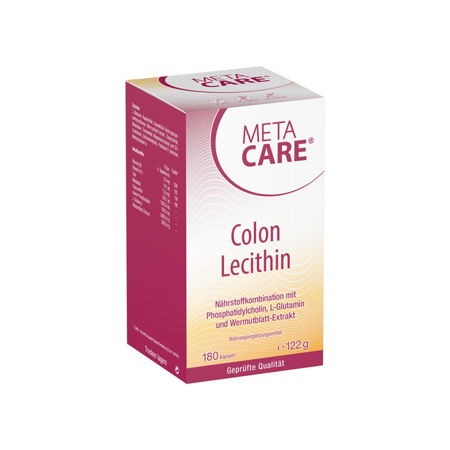 META CARE Colon Lecithin – Augstas kvalitātes fosfatidilholīns – L-glutamīns – Augu izcelsmes uztura bagātinātājs ar vērmeles lapu ekstraktu – Augsta deva – Vegāns – 180 kapsulas