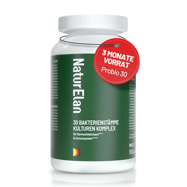 Probiotics PLUS kultūru komplekss zarnu attīrīšanai - 180 kapsulas ar 30 baktēriju celmiem, 20 miljardi CFU/dienas deva, zarnās šķīstoša apvalka un vegāniska, ar laktobacilām un bifidobaktērijām, 3 mēneši, zarnu flora