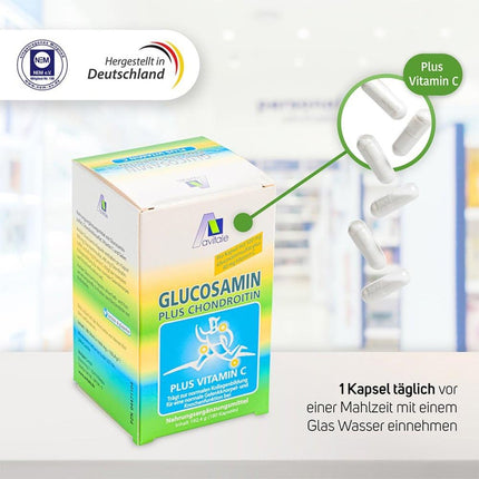 Avitale glikozamīna 500 mg hondroitīna 400 mg kapsulas, 180 kapsulas, 1 iepakojums (1 x 192,4 g)