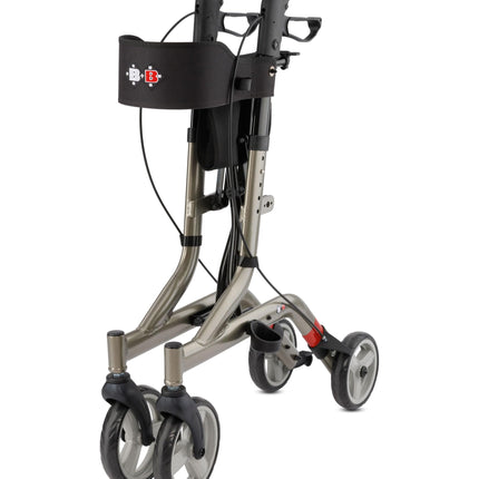 Bischoff &amp; Bischoff Capero rollators, salokāms – viegls rollators lietošanai iekštelpās un ārā, staigulītis ar muguras siksnu, spieķa turētāju un noņemamu sieta maisiņu, platīna krāsā