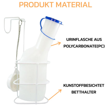 PP urīna pudele vīriešiem, 1 litrs / 1000 ml, izturīga plastmasas urīna pudele ar vāciņu, viegli nolasāmas mērīšanas līnijas, pārnēsājama ceļojumiem, automašīnas avārijas situācijām