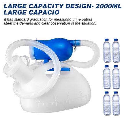 Pisuāra pudeles 2000ml urinēšanas pudele pisuāra pudele vīriešiem pārnēsājama tualete vīriešu pisuārs ar hermētisku vāku un 180cm šļūteni slimnīcas automašīnu kempingam
