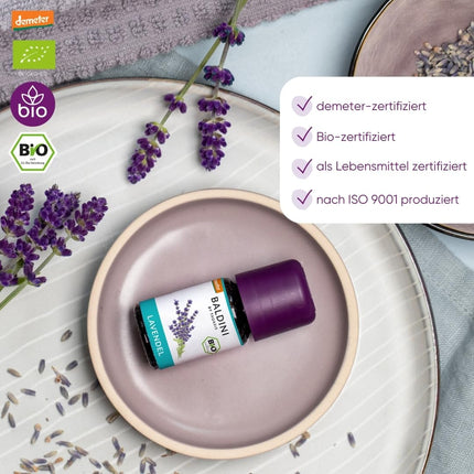 Baldini organiskā lavandas eļļa 5 ml - 100% tīra ēteriskā eļļa - pārtikas kvalitātes - vegāna - pārtikai, dzērieniem un aromterapijas difuzoriem - no Itālijas
