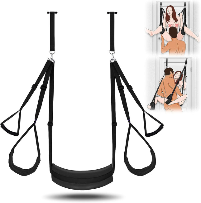 UTIMI Love Swing seksa šūpoles durvīm - seksa šūpoles ar sēdekli BDSM bondage komplekts īpaši izturīgas seksa rotaļlietas seksa mēbeles pāriem maksimālā slodze 150 kg