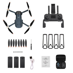 Izturīgs bezkontaktu motora drons ar 84 minūšu īpaši ilgu lidojuma laiku, drons ar 4K HD kameru iesācējiem, CHUBORY A77 WiFi FPV kvadrokopters, sekošanas režīms, automātiska nolaišanās, 3 baterijas, pārnēsāšanas soma