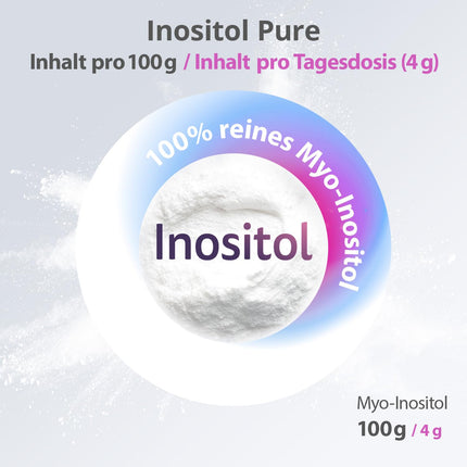 efektīva daba — Inositol Pure — 180 g tīra mioinozitola pulvera — 4000 mg mioinozitola dienā — pietiek 45 dienām