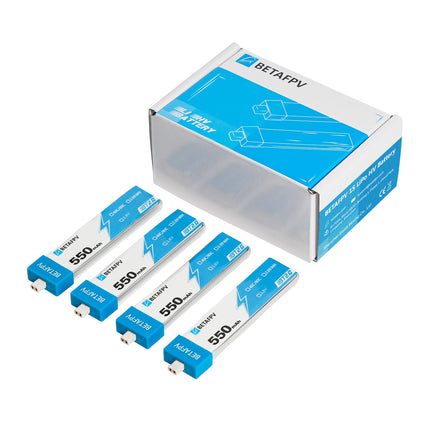 BETAFPV 4 gab. BT2.0 550mAh 1S akumulators 3.8V 40C/80C Lipo akumulators ar BT2.0 savienotāju, saderīgs ar 75-85 mm 1S FPV sacīkšu droniem, kvadrokopteriem, piemēram, Meteor75 Pro FPV dronu