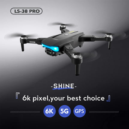 Goolsky drons ar kameru 6K LS-38 GPS 5G Wifi EIS bezkontaktu motors prettrīcēšanas stabilizators video antenas FPV kvadrokopters viedais sekošanas režīms dāvanas bērniem pieaugušajiem mugursomas iepakojums 2 baterijas