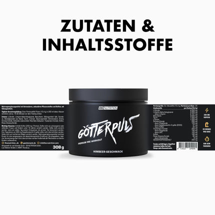 OS NUTRITION Götterpuls Premium pirms treniņa pastiprinātājs Aveņu 308g