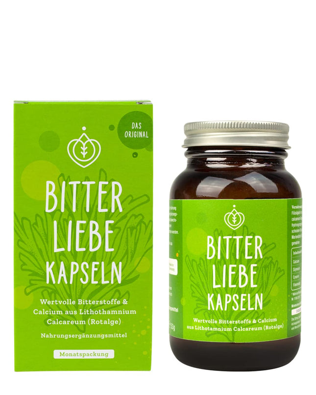 BitterLiebe® rūgto vielu kapsulas 90 gab. - Rūgtie garšaugi, piena dadzis, pienene, artišoks lielās devās - Rūgtie pilieni kapsulu veidā - Recepte pēc Hildegardas fon Bingenes