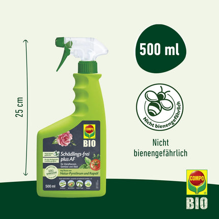 COMPO Pest-free plus AF - Izsmidzinātājs pret laputīm, zvīņkājiem, rupjmaizēm, bukskoku kodēm utt. - dekoratīvajiem augiem un sēkleņiem - 500 ml - gatavs lietošanai insekticīds